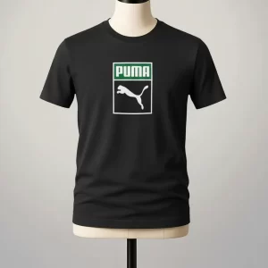 Camiseta Casual Hombre Logo PUMA — Corte Clásico Negra